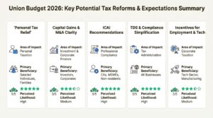 An infographic summarizing the key Union Budget 2026 expectations