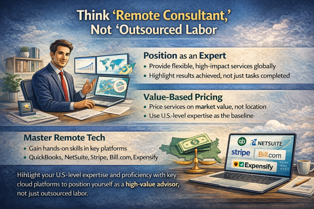 An infographic with pro tips on high-paying remote jobs for CAs