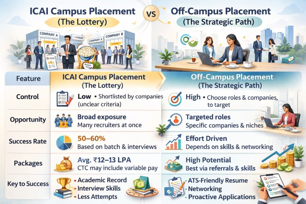 ICAI vs off-campus placement comparison